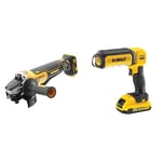 DEWALT DCG406N-XJ DCG406N-XJ-Mini-Amoladora sin escobillas XR 18V & DCL050-XJ 18 V XR Handheld Yellow LED Area Light, Bare Unit, Multi