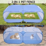 2-in-1 Pet Playpen Small Animals Tent - Rabbit Cage Chicken Coop Indoor Outdoor Exercise Yard Fence for Dog Cat Rabbits Hamster