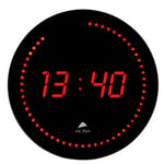 Alba Horloge murale digitale Horled à LED rouge - Diamètre 30 cm Noir