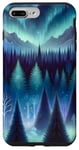 Coque pour iPhone 7 Plus/8 Plus Magic Night Forest Mountains Aurore Borealis