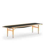 House of Finn Juhl - Table Bench Medium, With Brass Edges, Black Linoleum, Orange Steel - Bänkar