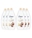 Dove Caring Bath Body Wash Purely Pampering Shea Butter with Vanilla, 6x450ml - Cream - One Size