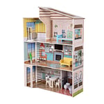 Maison de poupée en Bois Enfant 3 étages avec 17 Accessoires Multicolore Méditerranéen Olivia’s Little World TD-13551B