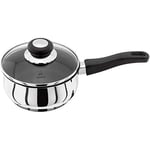 Judge Vista J205A Stainless Steel Non-Stick Medium Saucepan 16cm 1L, Shatterproof Vented Glass Lid, Induction Ready, Oven Safe, 25 Year Guarantee