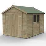 Timberdale 10x8 Tongue and Groove Pressure Treated Apex Double Door Wooden Garden Shed (Installation Included)