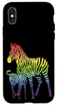 Coque pour iPhone X/XS Zèbre arc-en-ciel - Cheval coloré zoo africain