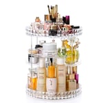 Vocole 360 Rotating Makeup Organiser , Clear Acrylic Adjustable DIY Cosmetic Storage Box 34 x 23 cm , Lipsticks Jewelry Perfumes Display Stand For Dresser, Bedroom, Bathroom