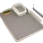 Kattlådematta, Dubbel Lagerdesign, Hållbart Lädermaterial,L29.53X21.65inch, Ljusgrå