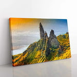 Big Box Art The Old Man of Storr in The Isle of Skye Scotland Canvas Wall Art Print Ready to Hang Picture, 76 x 50 cm (30 x 20 Inch), Blue, Olive, Green, Gold
