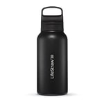 LifeStraw Go Series — Insulated Stainless Steel Water Filter Bottle for Travel and Everyday Use Removes Bacteria, Parasites and Microplastics, Improves Taste, 1L Nordic Noir