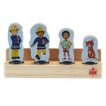 Fireman Sam 07323 Wooden 4 Pack of Two-Sided Figures Quality, Durable FSC Sustainable Wood, eco-Friendly pre-School Toy for Toddlers,Red