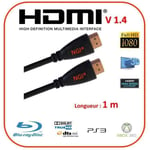NGI- cable hdmi 1m 1.4 rond noir - 3D HIGH SPEED ETHERNET FULL HD 1080p Go69208