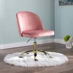 Wahson Velvet Office Chair Swivel Desk Chair Height Adjustable Armless Task Chair for Home Office (Pink)