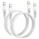 Câble USB C vers Lightning 1M/Lot de 2[Certifié MFi], Cable iPhone USB C Nylon Tressé Cable Chargeur Rapide iPhone Fil Chargeur iPhone Câble Lightning pour Apple iPhone 14 Pro Max 13 12 Mini 11 X 8 SE