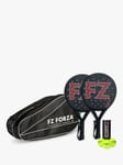 Forza Thunder Padel Ball Rackets and Bag Set and 1 Tube of 3 Game Balls, Black/Red