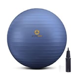 primasole PSS91NH055A Ballon d'exercice pour équilibre, stabilité, Fitness, Yoga, Pilates à la Maison, au Bureau et à la Salle de Sport avec Pompe de gonflage (45 cm, Bleu Indigo)