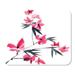 Mousepad Computer Notepad Office Watercolor and Ink of Pink Flowers Tree Brunch Oriental Home School Game Player Computer Worker Inch