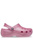 Crocs Classic Platform Glitter Wedged Clog - Pink, Pink, Size 3, Women