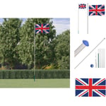Flaggor & vindstrutar - Living Storbritanniens flagga och flaggstång 6,23 m aluminium