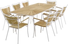 Marguerit havebord L.200 cm + 8 stole, Hvid