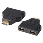 J&D HDMI to Dual HDMI Adapter (2 Pack), Gold Plated 1 to 2 HDMI Male to Two HDMI Female Adapter Splitter Video/Audio Splitter for HDTV Monitor