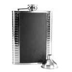 Hip Flasks for Men - Flask Alcohol with Hip Flask Funnel 7oz hipflask Luxury Wrapped Stainless Steel, Water Bottle or Alcohol Whisky Vodka Brandy Rum - Black