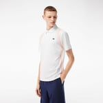 Polo homme Lacoste Tennis en polyester recyclé Taille 3XL Blanc/orange