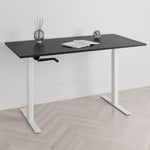Höj och sänkbart skrivbord, vev, vitt stativ, svart bordsskiva 180x80cm