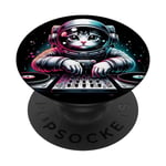 Astronaute Outer Cat DJ Electronic Beats of House Funny Space PopSockets PopGrip Interchangeable