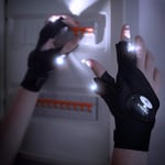 Fingerlösa LED-Handskar - Svart
