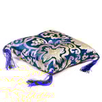 Singing Bowl Cushion Blue With Flower Design -- 14X14X4 Cm