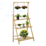 Justerbar Träblommatrappor Bambu Blomstativ