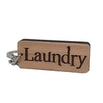 Laundry Engraved Wooden Keyring Keychain Key Ring Tag