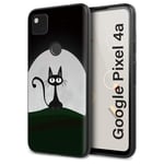 ZhuoFan Google Pixel 4a Case, Ultra Slim Phone Cases Cover Silicone Black Matt with Pattern Design Shockproof Soft Gel TPU Back Cover Bumper Skin for Google Pixel 4a [5.81"], Cat 2