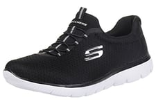 Skechers Femme SUMMITS Sneaker, Black White, 38.5 EU