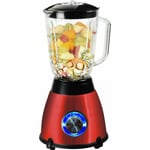 Kitchen Genie Glass Table Top Blender With Grinder 500W 1.5 Litre Metallic Red