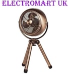 PORTABLE 8" COOLING FAN TRIPOD FLOOR STANDING 3 SPEED METAL COPPER EFFECT 