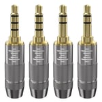 Geekria QuickFit 3.5mm Stereo Gold-Plated Connector, 1/8" Male to Female Replacement Adapter/TRS & TRRS DIY Repair Replacement Solder Adapter (4 Pack)