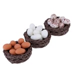 1:12 Dollhouse Miniature Nest+10pcs Eggs Set Quail Mini Egg 2#