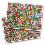 Rectangle Stickers(Set of 2) 7.5cm - London Capital City England UK Map Fun Decals for Laptops,Tablets,Luggage,Scrap Booking,Fridges, #45603