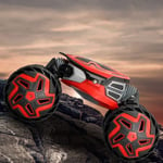 MIEMIE 1:10 Giant RC Climbing Twisted Deformation Car 4WD Remote Control Conquers All Terrain Off-road Vehicles 2.4GHz Fuselage Double Shape Rechargeable Boys Red Toy