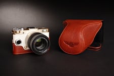 Genuine real Leather Full Camera Case bag for Pentax QS1 8.5 5-15 15-45mm Lens