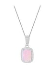 The Love Silver Collection Sterling Silver Synthetic Pink Opal And White Cz Halo Pendant & Curb Chain