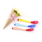 1pc Heat Sensing Thermal Feeding Spoon Baby Kids Weaning Silicon Blue