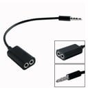 3.5mm Black Double Earphone Headphone Y Splitter Cable Cord Adapter Jack Plug