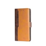 VGANA Book Case Compatible for MOTO Motorola G10, Wallet Premium Leather Filp Magnetic Contrast Color Cover. Brown+Yellow