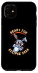 Coque pour iPhone 11 Souvenir Eclipse solaire 2024 Lapin avec lunettes Eclipse