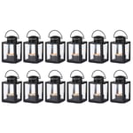 NUPTIO Lanterns for Candles Garden Lanterns, Vintage Style Hanging Small Lanterns for Tealight Candle, Black Candle Tea Light Holders for Indoor Outdoor Events Birthday Party Wedding（10 Pcs + 2 Pcs）