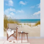 apalis Papier peint photo Plage de la mer du Nord Papier peint intissé, carrés, multicolore, 108971, 192 x 192 cm