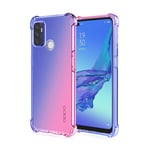 FANFO® Case for Oppo A53s/A53/A32/A33 2020, Gradient Color Transparent Ultra Slim Anti Smudge Silicone Soft Shockproof TPU Reinforced Corners Protection Phone Cover, Blue/Pink